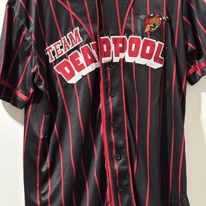 Team Deadpool Black and Red Striped Men's Jersey​